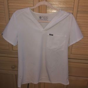 Figs white one pocket scrub top
